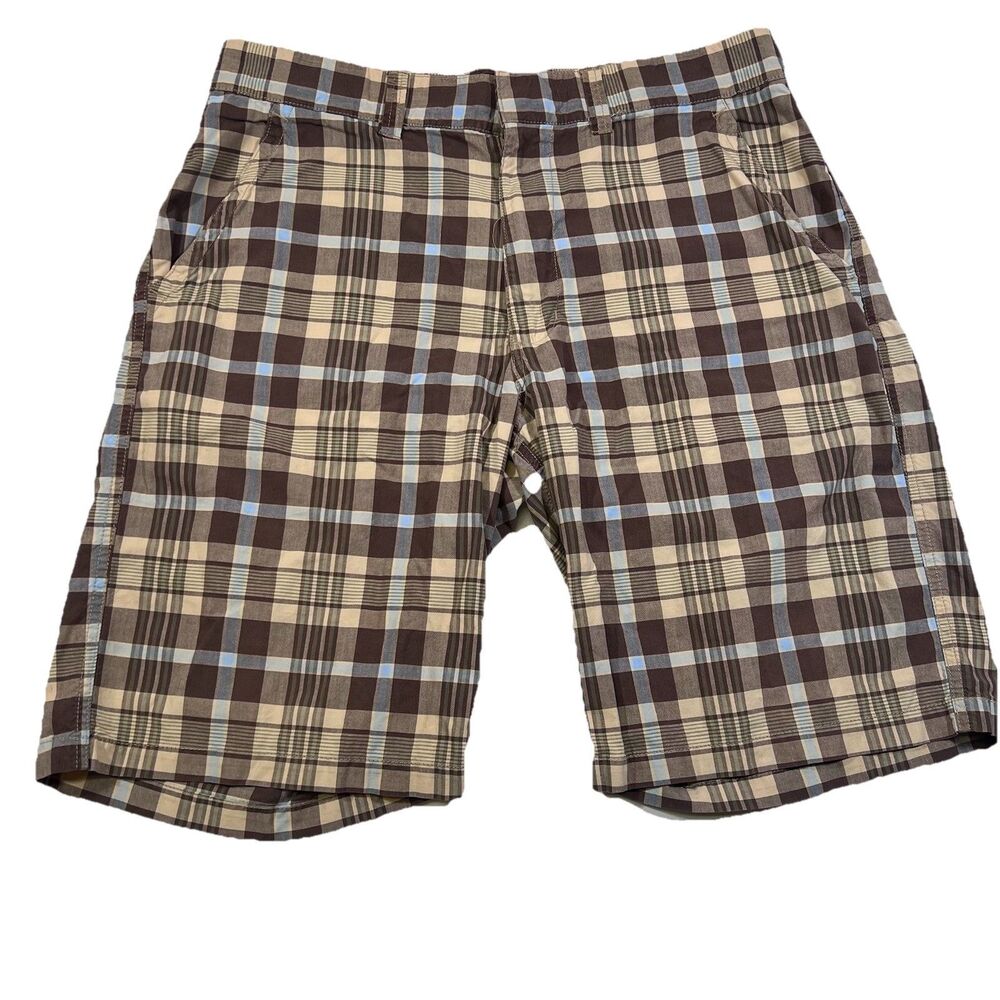 Aeropostale 1987 Madras Plaid Flat Front Chino Shorts Preppy Men's Size 36